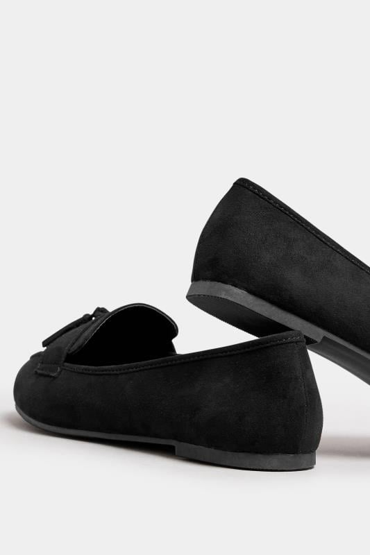 Evans Yours Black Tassel Detail Faux Suede Loafers In Wide E & Extra Wide EEE Fit