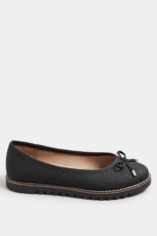 Evans Yours Black Woven Ballet Pumps In Extra Wide EEE Fit