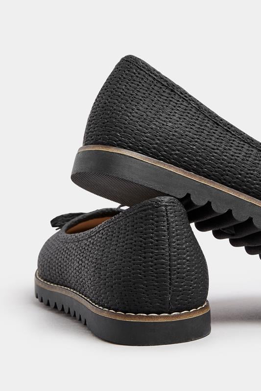 Evans Yours Black Woven Ballet Pumps In Extra Wide EEE Fit