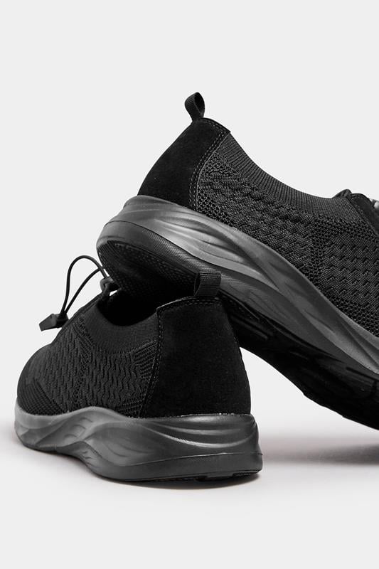 Evans Yours Black Woven Drawcord Trainers In Extra Wide EEE Fit