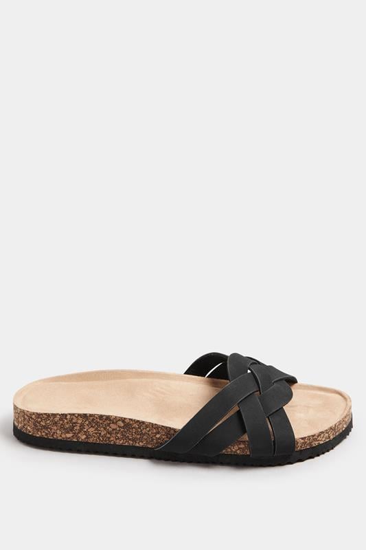 Evans Yours Black Woven Sandals In Extra Wide EEE Fit