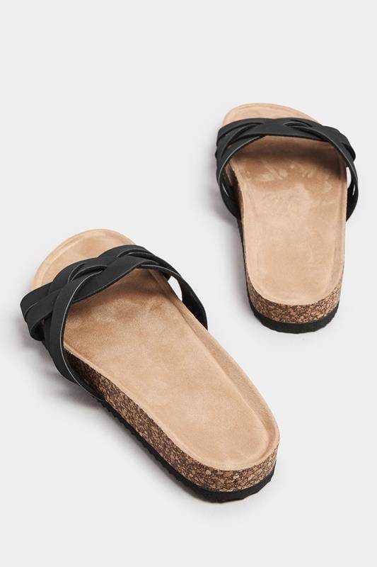 Evans Yours Black Woven Sandals In Extra Wide EEE Fit