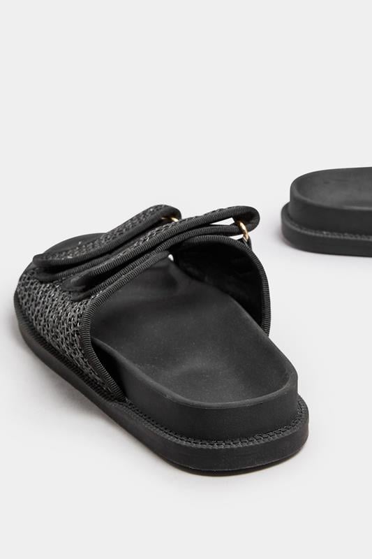 Evans Yours Black Woven Velcro Strap Sandals In Extra Wide EEE Fit