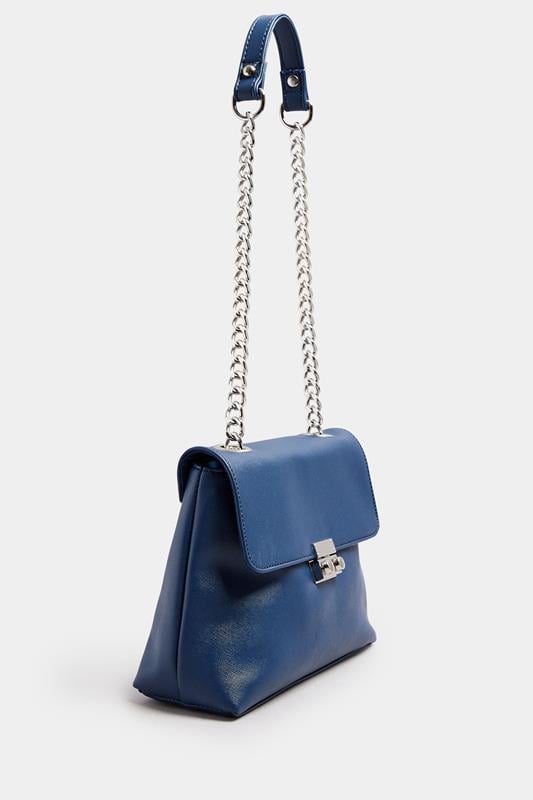 Evans Yours Blue Faux Leather Chain Detail Shoulder Bag