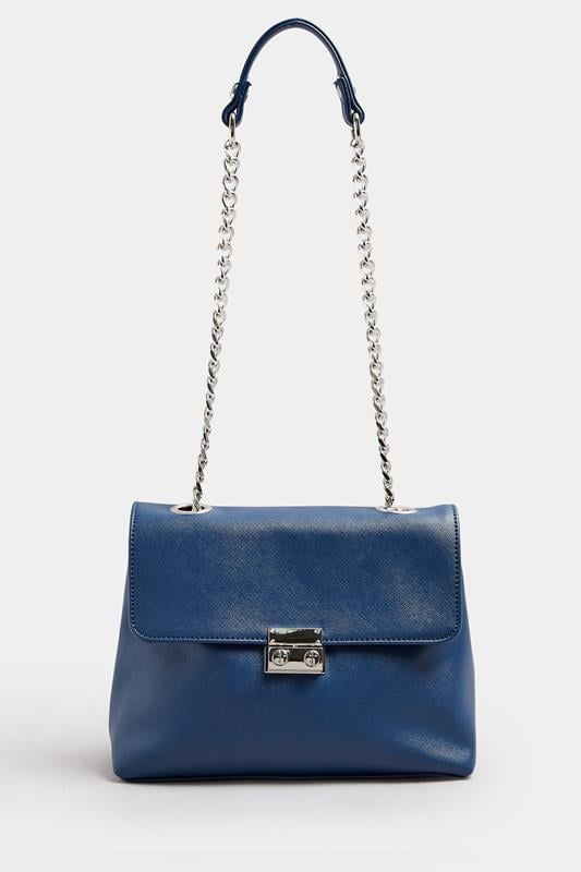 Evans Yours Blue Faux Leather Chain Detail Shoulder Bag