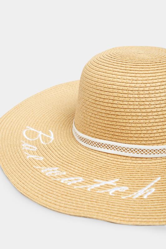 Evans Yours Brown 'Bae Watch' Slogan Floppy Straw Hat