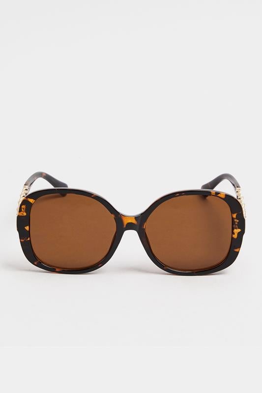 Evans Yours Brown Chain Tortoiseshell Oversized Sunglasses