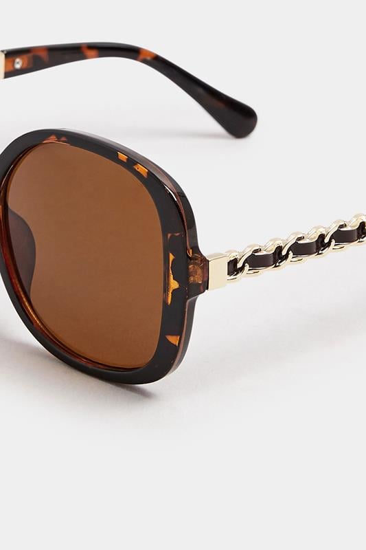 Evans Yours Brown Chain Tortoiseshell Oversized Sunglasses