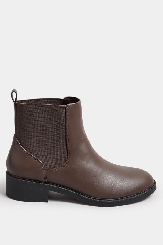 Evans Yours Brown Faux Leather Elasticated Chelsea Boots In Wide E Fit & Extra Wide EEE Fit