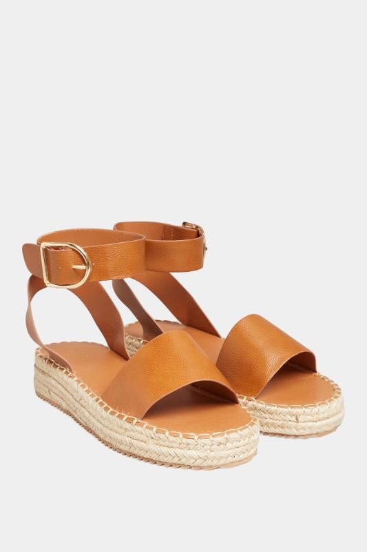 Evans Yours Brown Flatform Espadrilles In Wide E Fit & Extra Wide EEE Fit