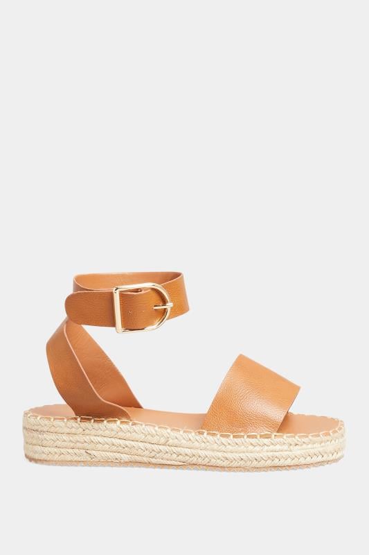Evans Yours Brown Flatform Espadrilles In Wide E Fit & Extra Wide EEE Fit