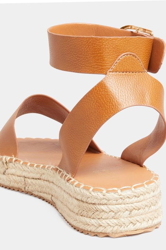 Evans Yours Brown Flatform Espadrilles In Wide E Fit & Extra Wide EEE Fit