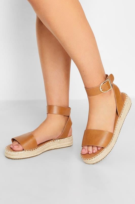 evans Yours Brown Flatform Espadrilles In Wide E Fit & Extra Wide EEE Fit