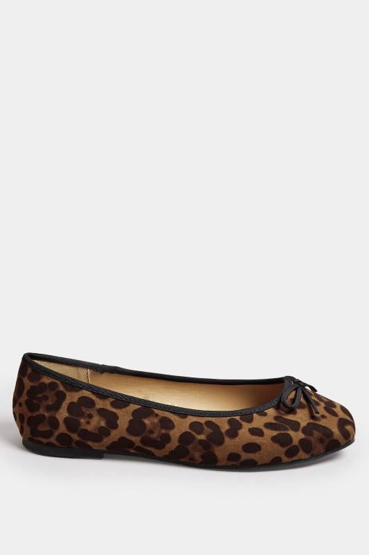 Evans Yours Brown Leopard Print Ballet Pumps In Extra Wide EEE Fit