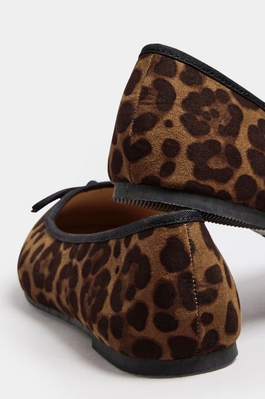 Evans Yours Brown Leopard Print Ballet Pumps In Extra Wide EEE Fit