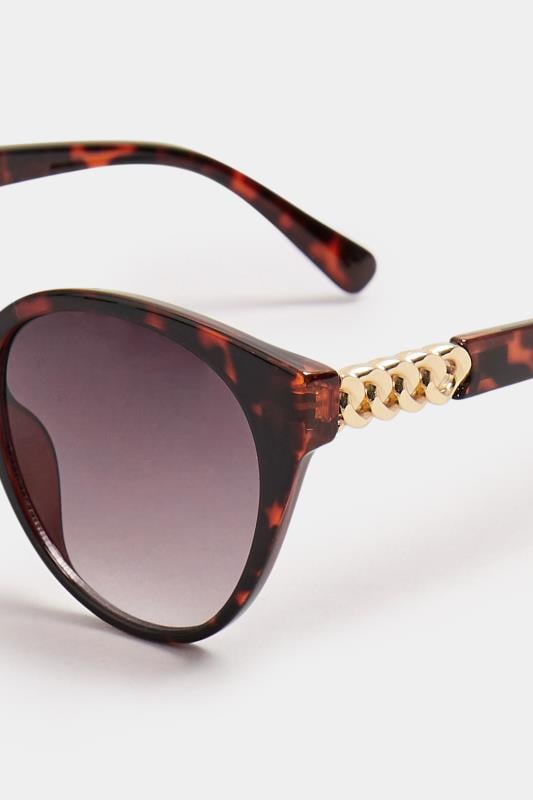 Evans Yours Brown Tortoiseshell Chain Arm Detail Sunglasses