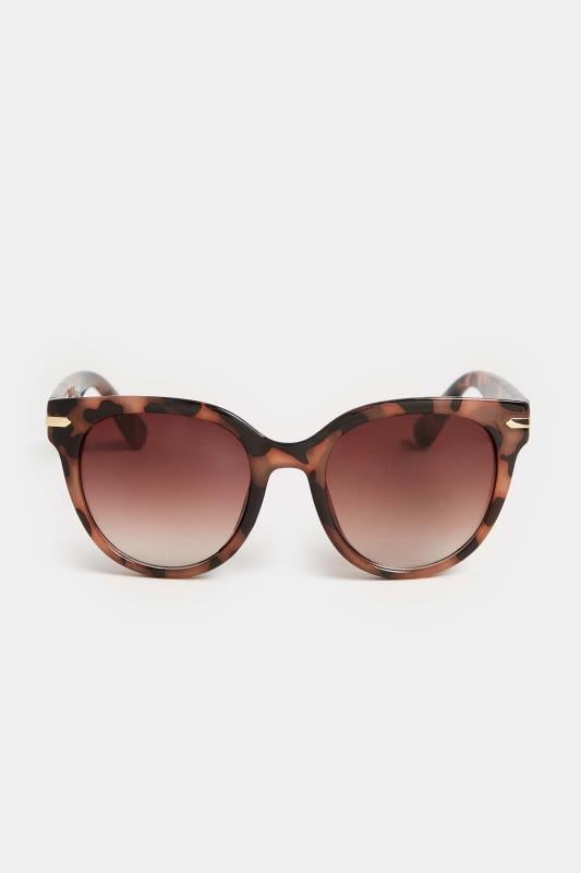 Evans Yours Brown Tortoiseshell Oversized Gold Detail Sunglasses