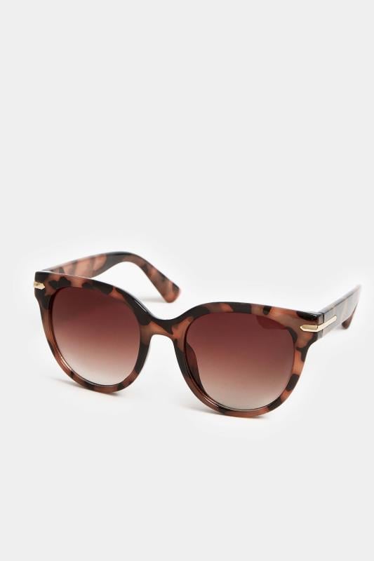 Evans Yours Brown Tortoiseshell Oversized Gold Detail Sunglasses
