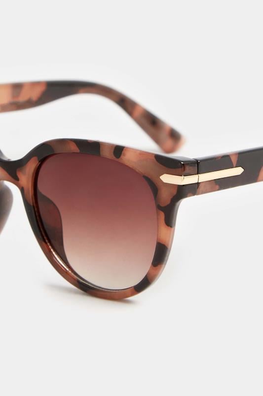 Evans Yours Brown Tortoiseshell Oversized Gold Detail Sunglasses