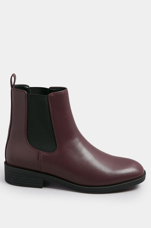 Evans Yours Burgundy Red Faux Leather Chelsea Ankle Boots In Wide E Fit & Extra Wide EEE Fit