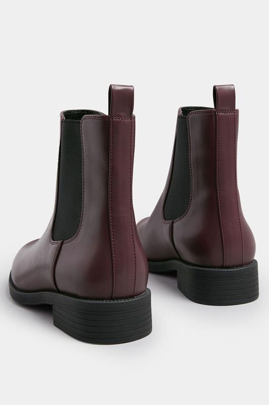 Evans Yours Burgundy Red Faux Leather Chelsea Ankle Boots In Wide E Fit & Extra Wide EEE Fit