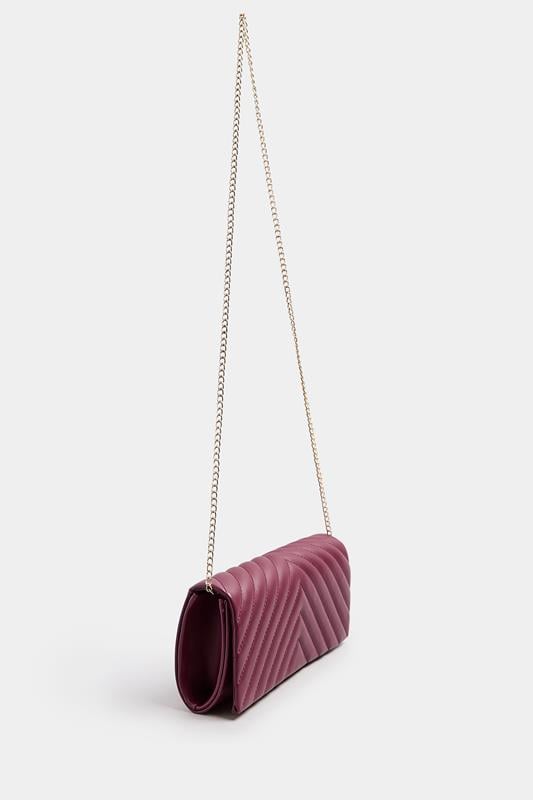 Evans Yours Burgundy Red Faux Leather Chevron Clutch Bag