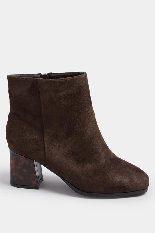 Evans Yours Chocolate Brown Tortoiseshell Block Heel Boots In Extra Wide EEE Fit