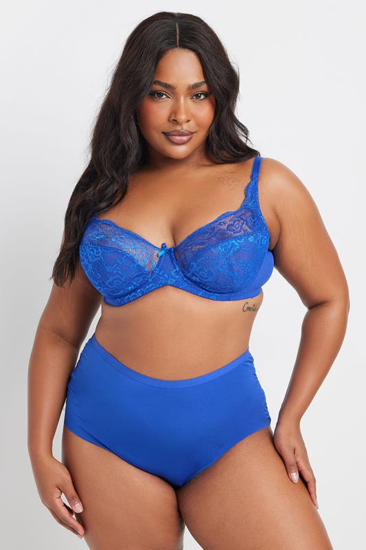 Evans YOURS Cobalt Blue Stretch Lace Non-Padded Underwired Balcony Bra