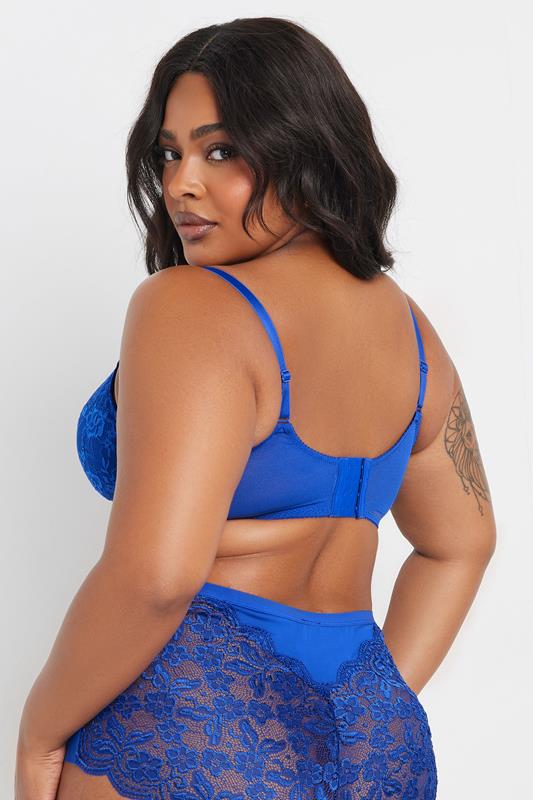 Evans YOURS Cobalt Blue Stretch Lace Non-Padded Underwired Balcony Bra