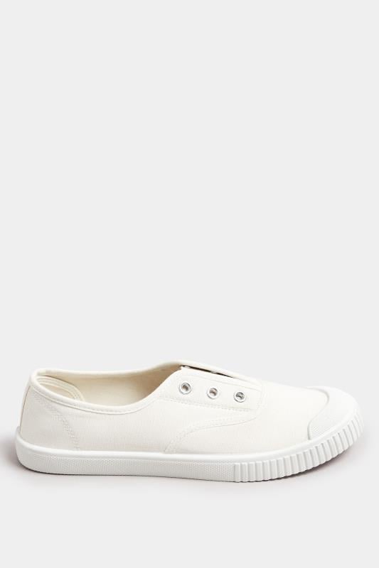 Evans Yours Cream Canvas Slip On Trainers In Wide E Fit