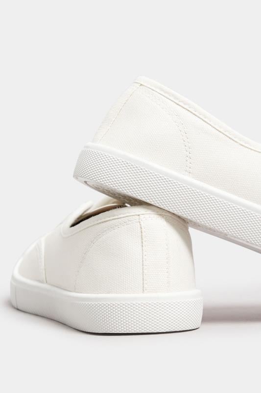 Evans Yours Cream Canvas Slip On Trainers In Wide E Fit
