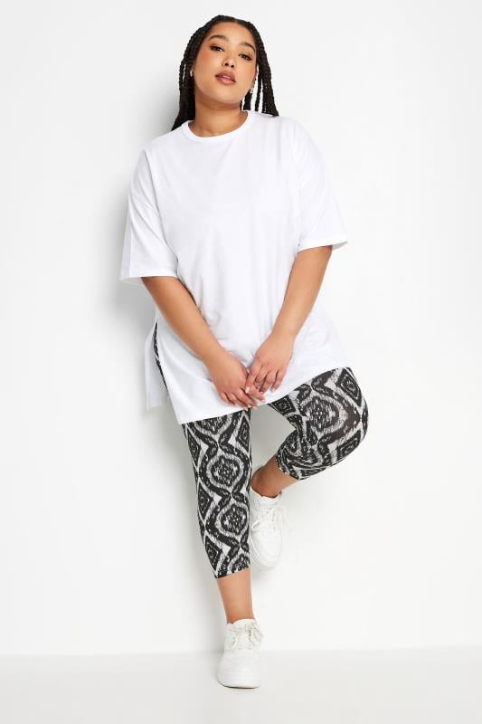 Evans YOURS Curve 2 PACK Black Aztec Print Cropped Leggings