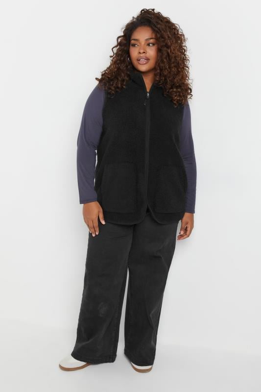 Evans YOURS Curve 2 PACK Black Aztec Print Teddy Borg Gilets