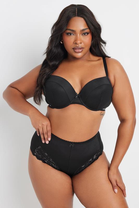 Evans YOURS Curve 2 PACK Black & Pink Mesh Padded Plunge Bras