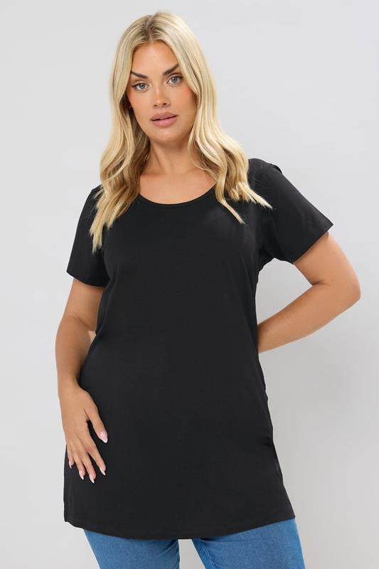 Evans YOURS Curve 2 PACK Black & White Longline T-Shirts