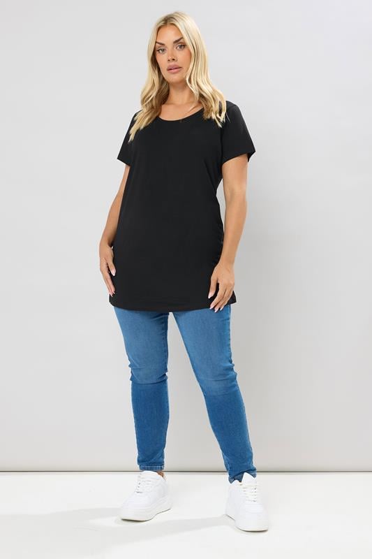 Evans YOURS Curve 2 PACK Black & White Longline T-Shirts