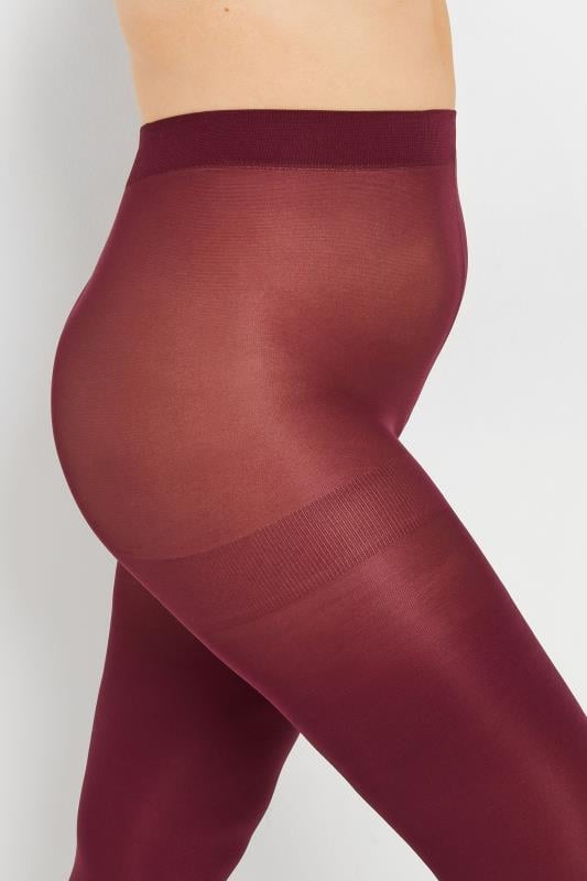 Evans YOURS Curve 2 PACK Burgundy Red & Black 100 Denier Tights
