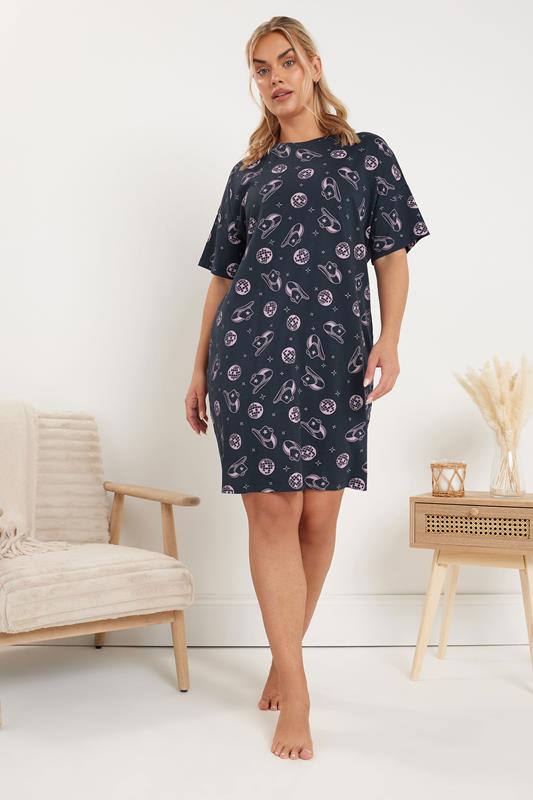 Evans YOURS Curve 2 PACK Cotton Pink 'Disco Cowgirl' Nightdresses