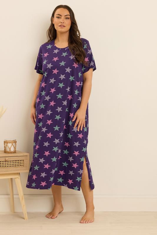 Evans YOURS Curve 2 PACK Grey 'Shine Like The Stars' Midaxi Nightdresses