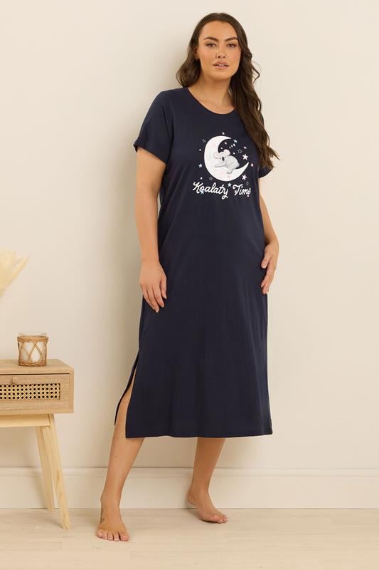 Evans YOURS Curve 2 PACK Navy Blue 'Koalaty Time' Midaxi Nightdresses