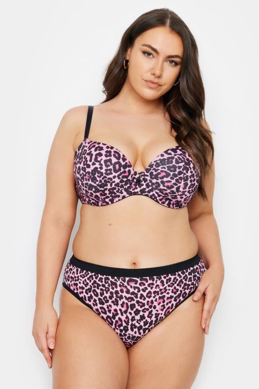 Evans YOURS Curve 2 PACK Pink & Black Leopard Print T-Shirt Bras