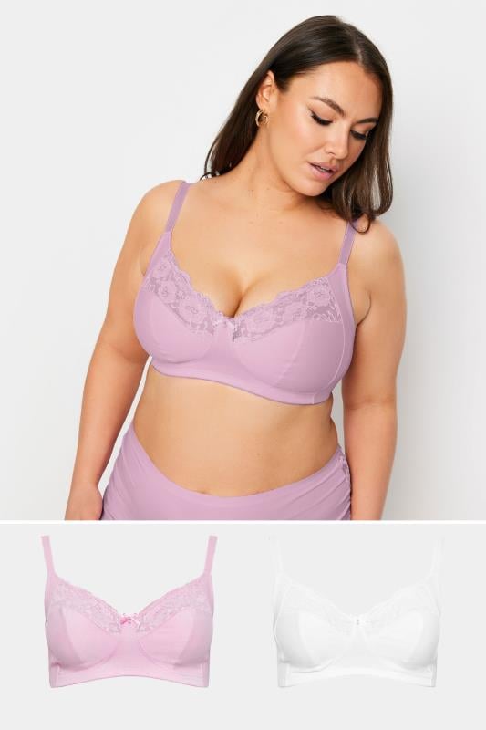 evans YOURS Curve 2 PACK Pink & White Non-Padded Non-Wired Bras