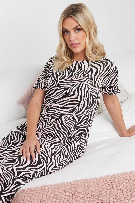 Evans YOURS Curve 2 PACK Pink Zebra Heart Print Midaxi Nightdresses