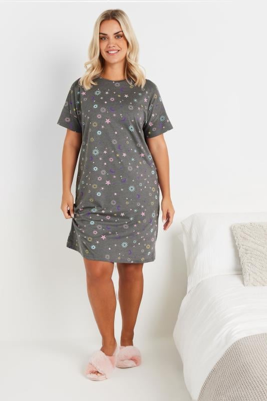 Evans YOURS Curve 2 PACK Purple & Grey 'Follow Your Dreams' Nightdresses