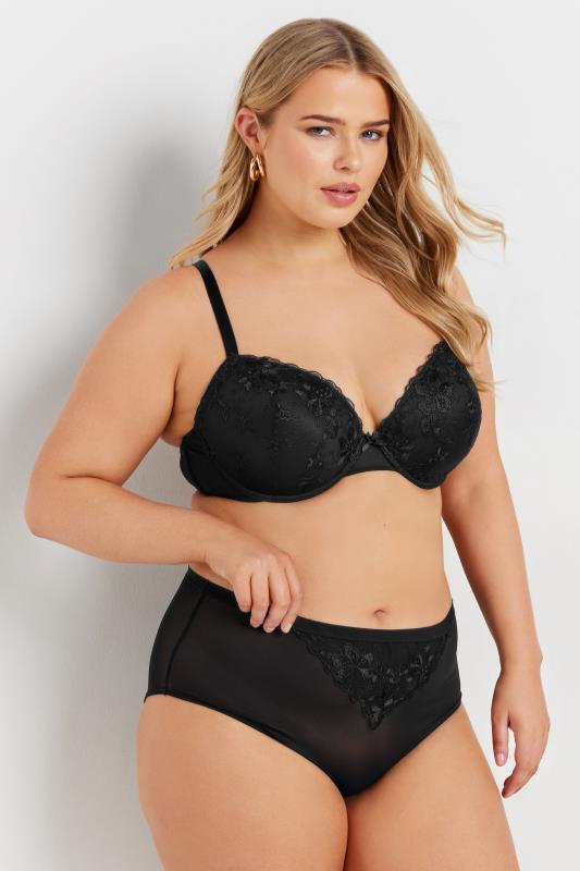 Evans YOURS Curve 2 PACK Red & Black Floral Embroidered Padded Bra