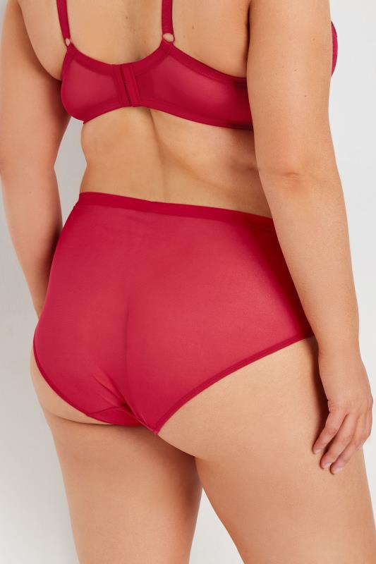 Evans YOURS Curve 2 PACK Red & Black Floral Lace Briefs