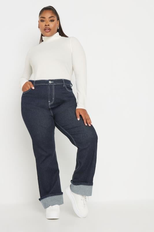 Evans YOURS Curve 2 PACK White & Black Long Sleeve Turtle Neck Tops