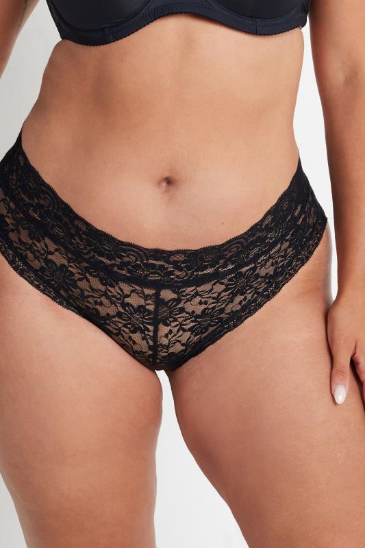 Evans YOURS Curve 3 PACK Black Lace Brazilian Briefs