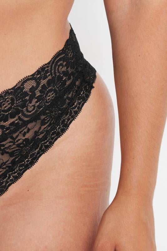 Evans YOURS Curve 3 PACK Black Lace High Waisted Thongs