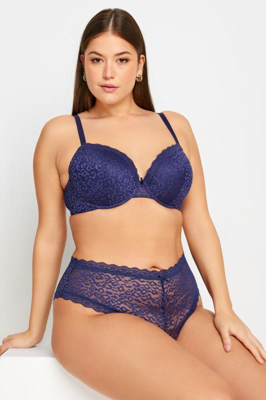 Evans YOURS Curve 3 PACK Navy Blue & Pink Leopard Print Brazilian Briefs